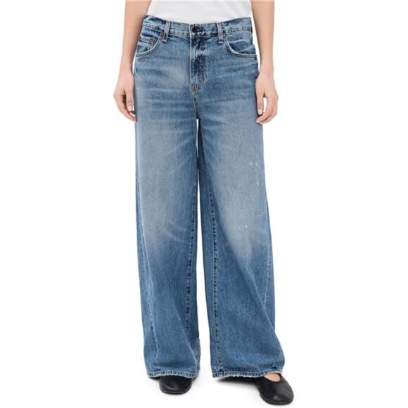 ASKK NY Carribean Jeans Venice High Wide Leg West Village Girl Off Duty Grunge - Picture 1 of 7